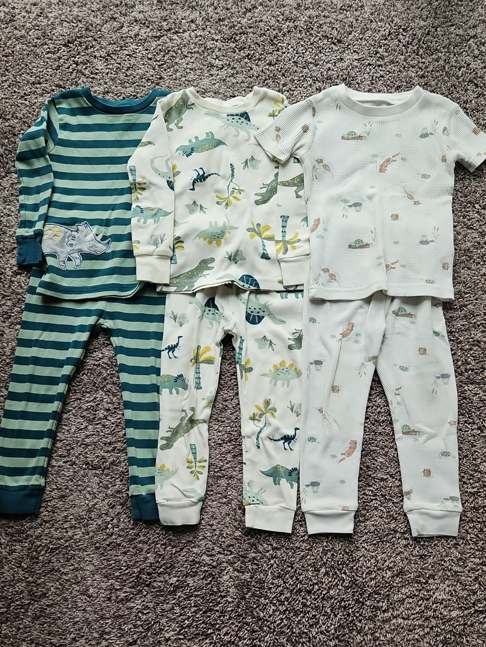 Bundle of 3 Carter's Just One You Pajama Sets Dinosaur Otter Turtle Size 2T